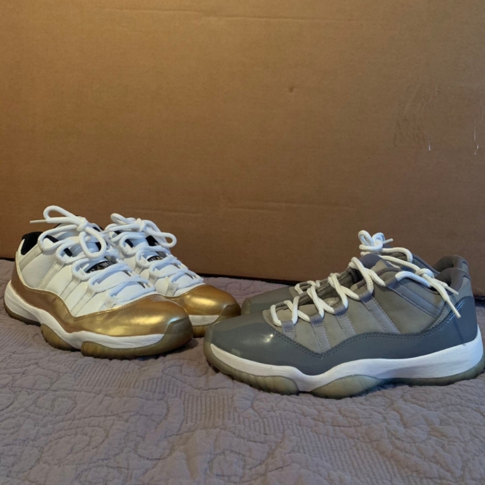 Two pairs of OG Jordans 1 cool gray and another Olympic ceremony